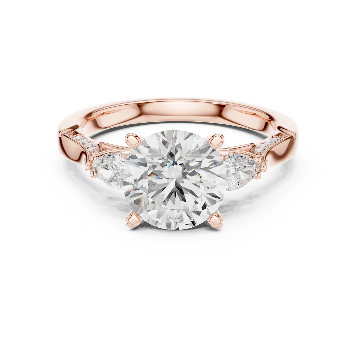 Round Brilliant Vintage Three Stone Diamond Engagement Ring with – view 5 of 12, lab grown diamond ring | Jewelix Atelier