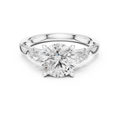 Round Brilliant Vintage Three Stone Diamond Engagement Ring with Pear Side Stones