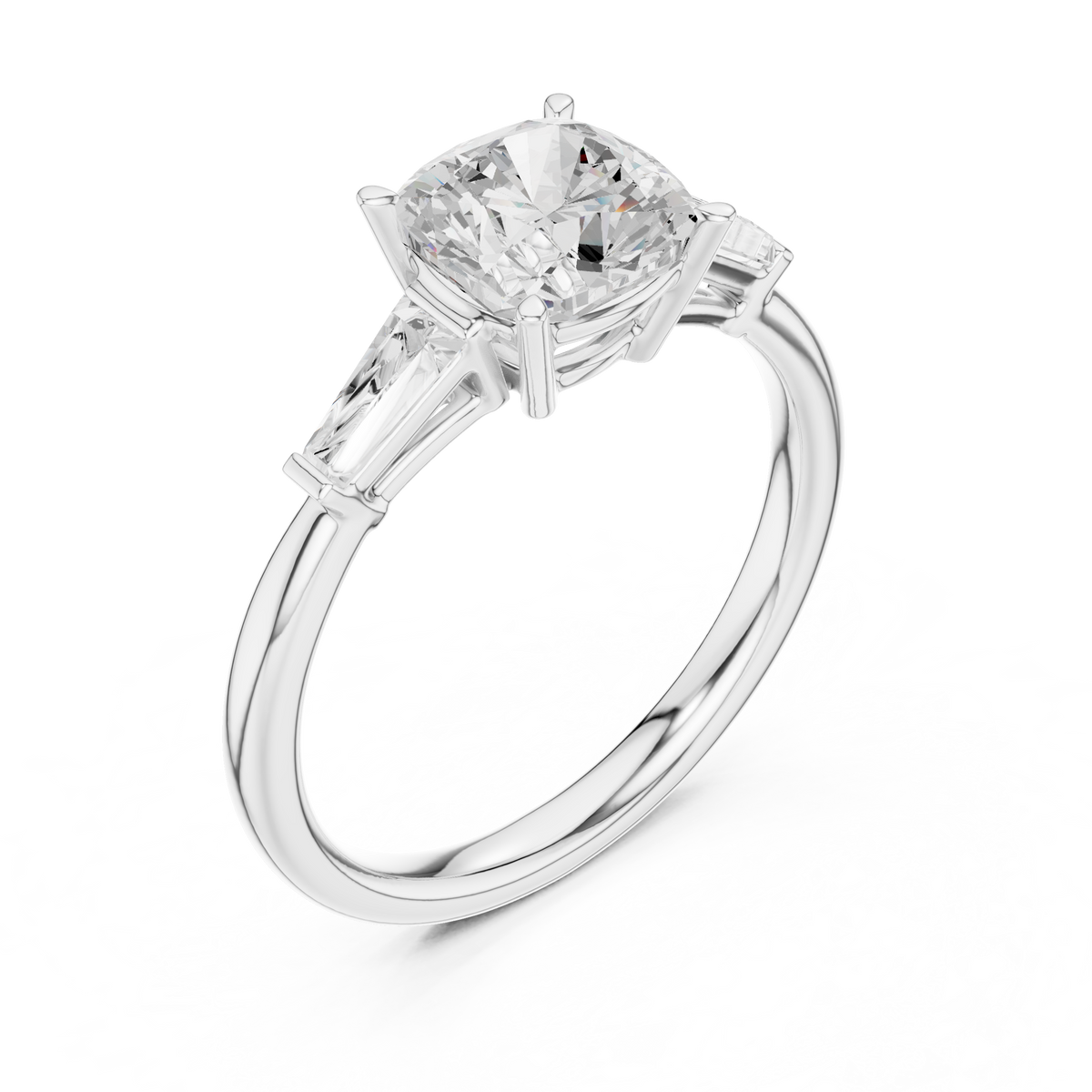 0.40 CTW Cushion Cut Three Stone Diamond Engagement Ring with – view 2 of 12, lab grown diamond ring | Jewelix Atelier