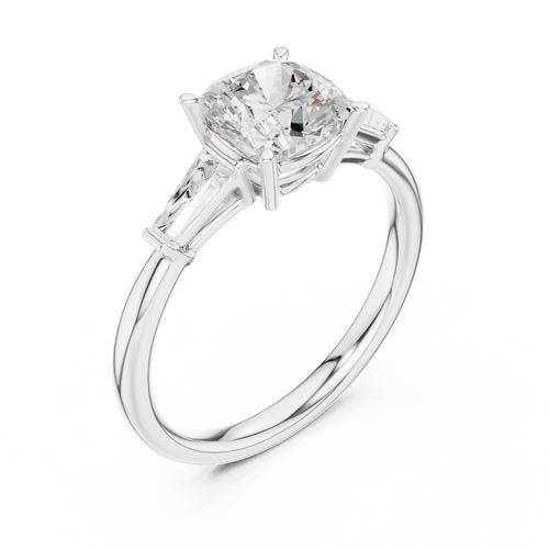 0.40 CTW Cushion Cut Three Stone Diamond Engagement Ring with – view 2 of 12, lab grown diamond ring | Jewelix Atelier