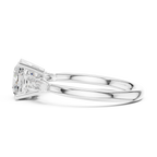 Cushion Cut Three Stone Diamond Engagement Ring with Tapered Baguette Side Stones