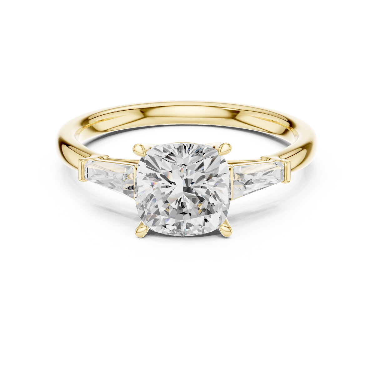 0.40 CTW Cushion Cut Three Stone Diamond Engagement Ring with – view 9 of 12, lab grown diamond ring | Jewelix Atelier