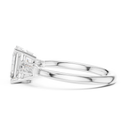 Emerald Cut Three Stone Diamond Engagement Ring with Tapered Baguette Side Stones