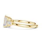 Emerald Cut Three Stone Diamond Engagement Ring with Tapered Baguette Side Stones