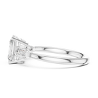 Radiant Cut Three Stone Diamond Engagement Ring with Tapered Baguette Side Stones
