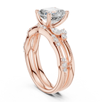 2.37 CT Asscher Cut Diamond Bridal Ring Set with Marquise Accents