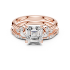 2.37 CT Asscher Cut Diamond Bridal Ring Set with Marquise Accents