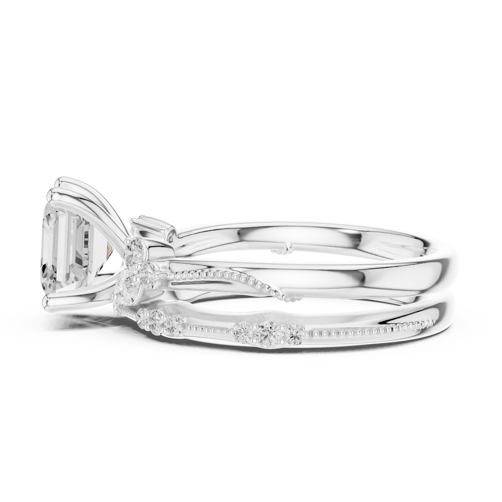 Asscher Cut Diamond Bridal Ring Set
