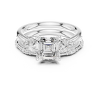 2.37 CT Asscher Cut Diamond Bridal Ring Set with Marquise Accents