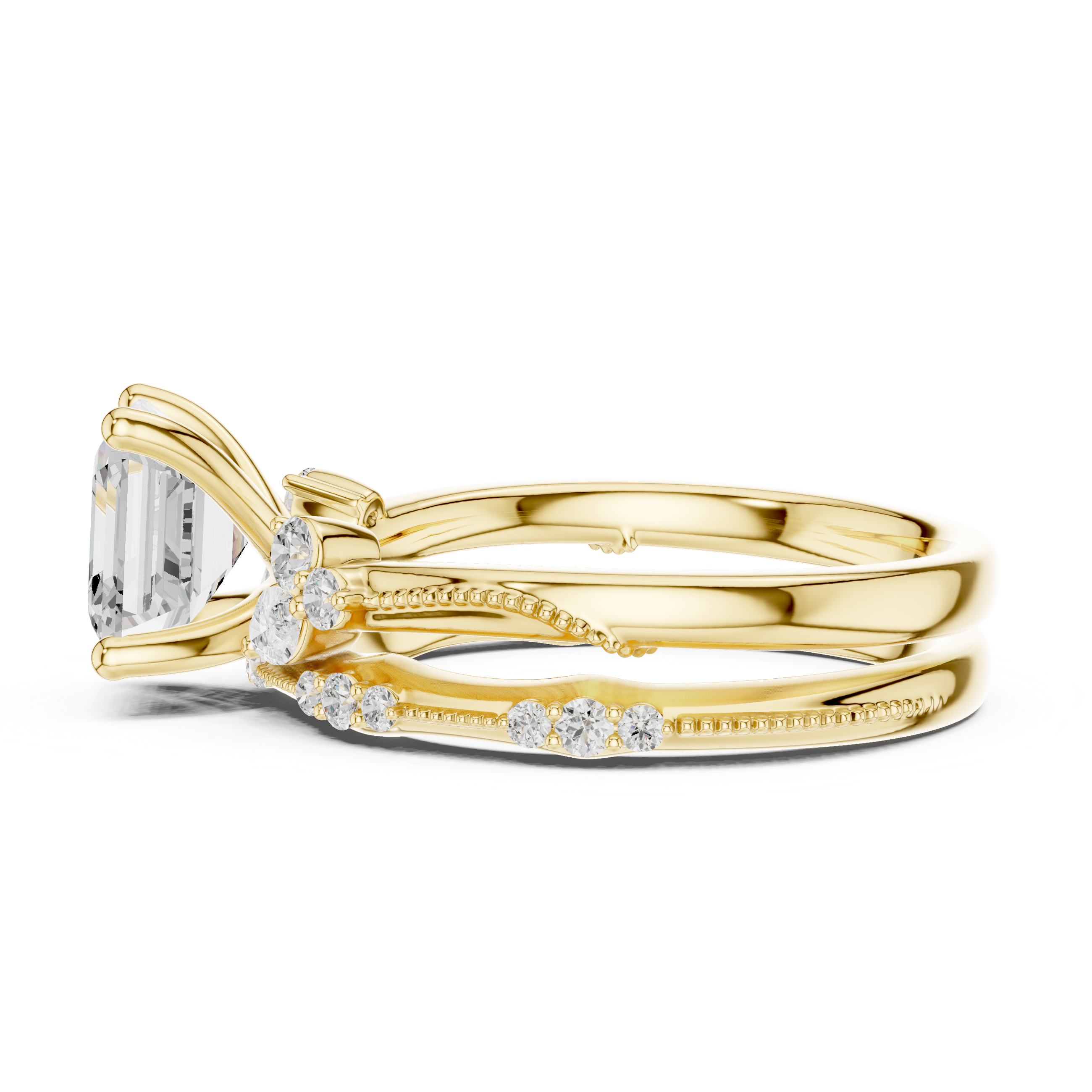 Asscher Cut Diamond Bridal Ring Set