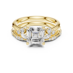 2.37 CT Asscher Cut Diamond Bridal Ring Set with Marquise Accents
