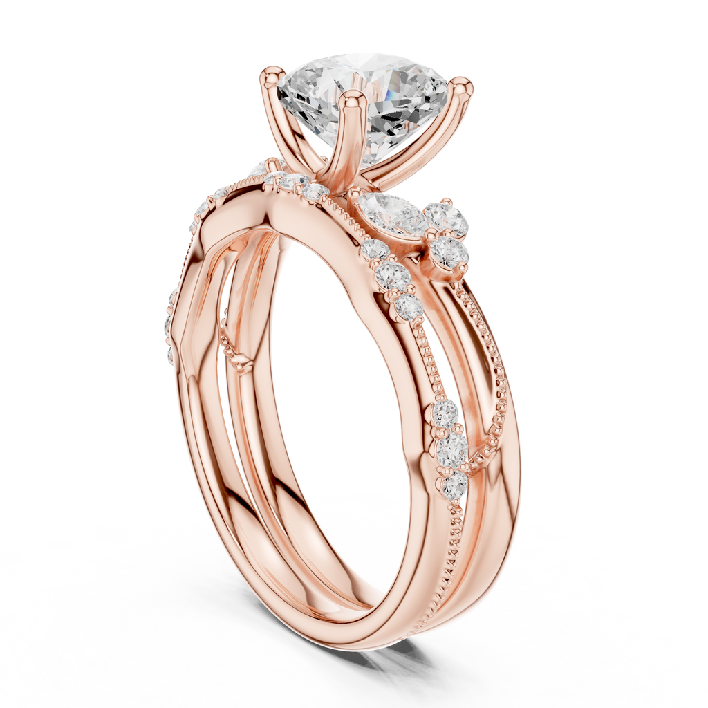 Cushion Cut Diamond Bridal Ring Set