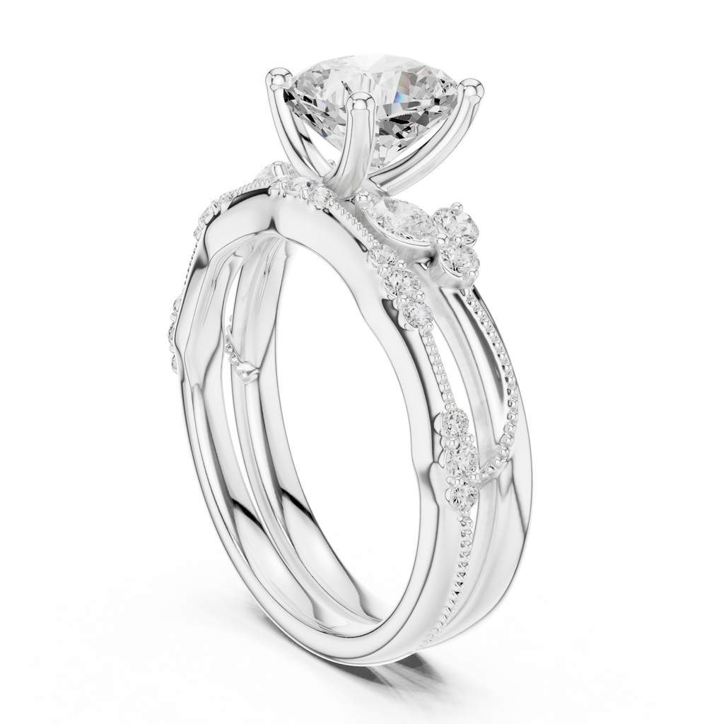Cushion Cut Diamond Bridal Ring Set