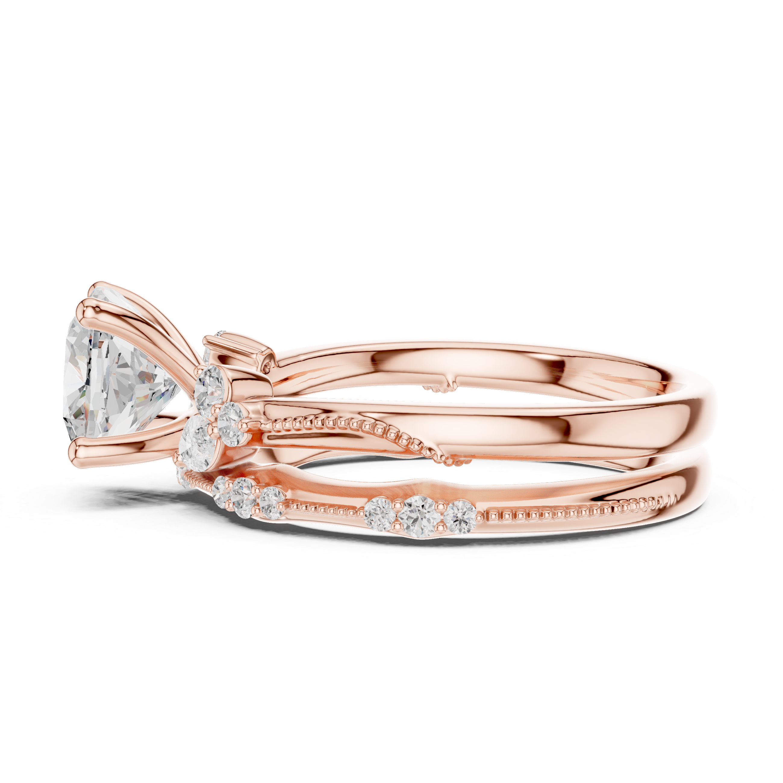 2.37 CT Cushion Cut Diamond Bridal Ring Set with Marquise Accents