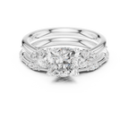 2.37 CT Cushion Cut Diamond Bridal Ring Set with Marquise Accents