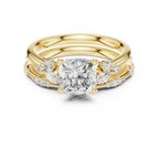 2.37 CT Cushion Cut Diamond Bridal Ring Set with Marquise Accents