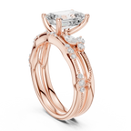 2.37 CT Emerald Cut Diamond Bridal Ring Set with Marquise Accents