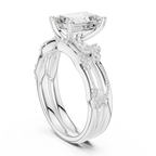 2.37 CT Emerald Cut Diamond Bridal Ring Set with Marquise Accents