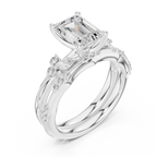 2.37 CT Emerald Cut Diamond Bridal Ring Set with Marquise Accents
