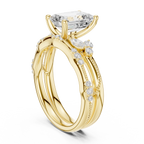 2.37 CT Emerald Cut Diamond Bridal Ring Set with Marquise Accents