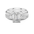 2.37 CT Emerald Cut Diamond Bridal Ring Set with Marquise Accents