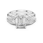 2.37 CT Emerald Cut Diamond Bridal Ring Set with Marquise Accents