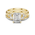 2.37 CT Emerald Cut Diamond Bridal Ring Set with Marquise Accents