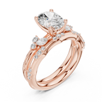 2.37 CT Oval Cut Diamond Bridal Ring Set with Marquise Accents