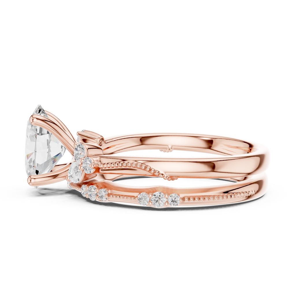 2.37 CT Oval Cut Diamond Bridal Ring Set with Marquise Accents