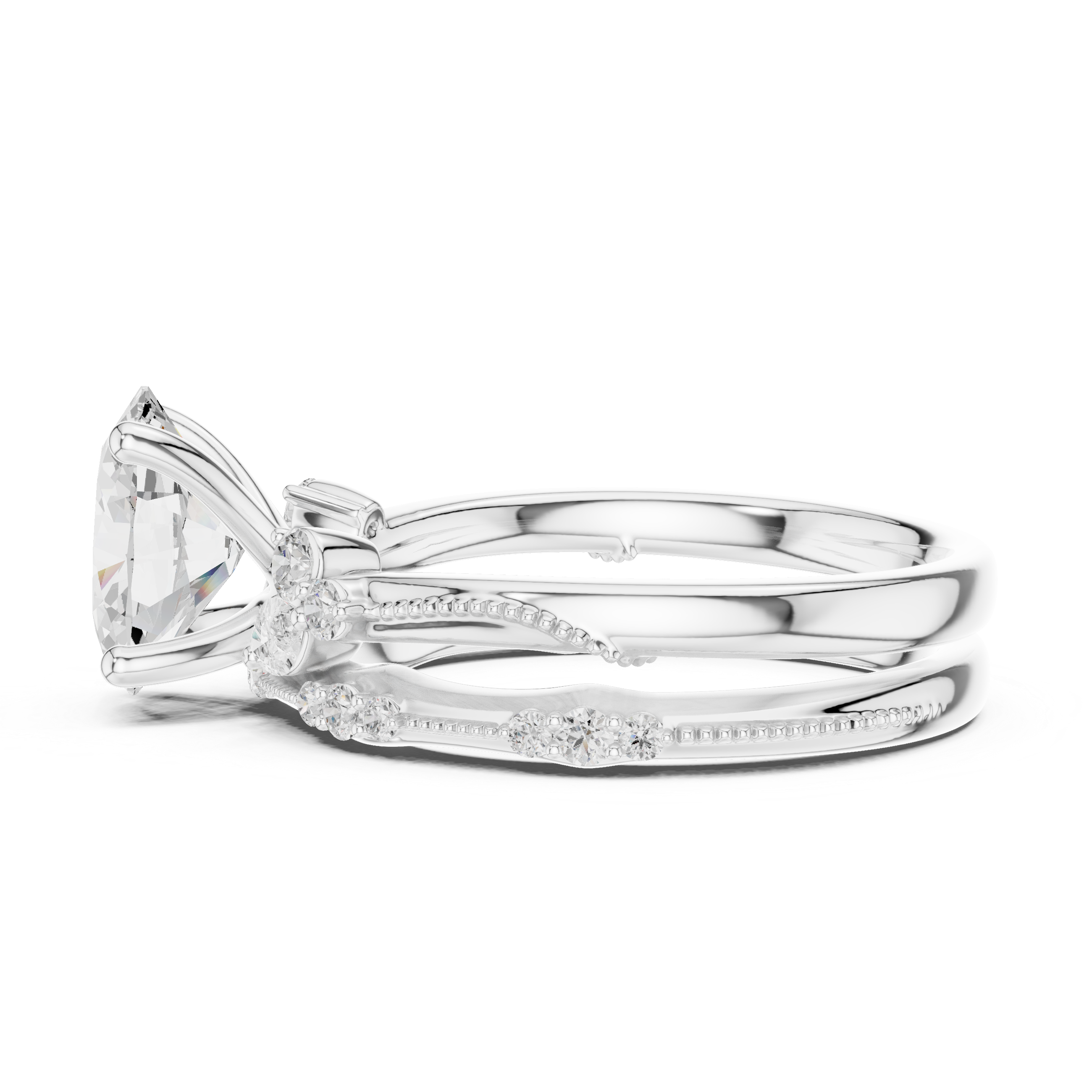 2.37 CT Oval Cut Diamond Bridal Ring Set with Marquise Accents