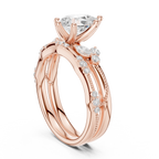 2.37 CT Pear Cut Diamond Bridal Ring Set with Marquise Accents