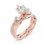 2.37 CT Pear Cut Diamond Bridal Ring Set with Marquise Accents