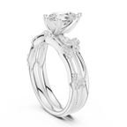 2.37 CT Pear Cut Diamond Bridal Ring Set with Marquise Accents
