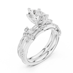 2.37 CT Pear Cut Diamond Bridal Ring Set with Marquise Accents