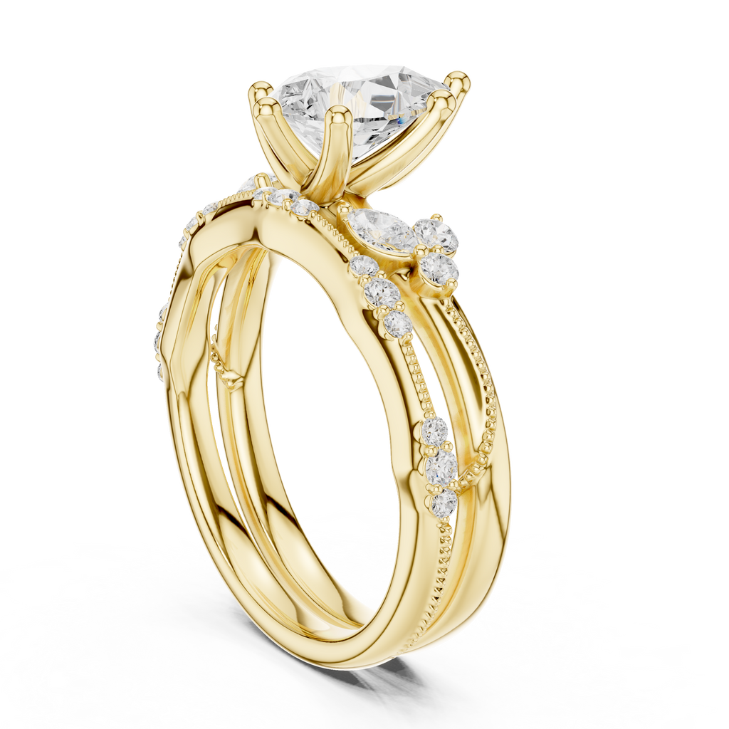 2.37 CT Pear Cut Diamond Bridal Ring Set with Marquise Accents