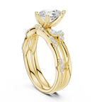 2.37 CT Pear Cut Diamond Bridal Ring Set with Marquise Accents