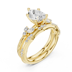 2.37 CT Pear Cut Diamond Bridal Ring Set with Marquise Accents
