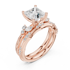 2.37 CT Princess Cut Diamond Bridal Ring Set with Marquise Accents