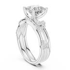 2.37 CT Princess Cut Diamond Bridal Ring Set with Marquise Accents