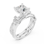 2.37 CT Princess Cut Diamond Bridal Ring Set with Marquise Accents
