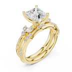 2.37 CT Princess Cut Diamond Bridal Ring Set with Marquise Accents
