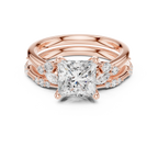 2.37 CT Princess Cut Diamond Bridal Ring Set with Marquise Accents