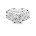 2.37 CT Princess Cut Diamond Bridal Ring Set with Marquise Accents