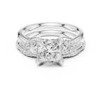 2.37 CT Princess Cut Diamond Bridal Ring Set with Marquise Accents