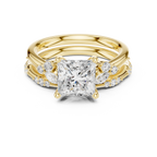 2.37 CT Princess Cut Diamond Bridal Ring Set with Marquise Accents