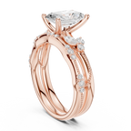 2.37 CT Radiant Cut Diamond Bridal Ring Set with Marquise Accents