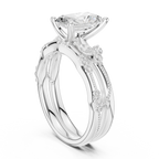 2.37 CT Radiant Cut Diamond Bridal Ring Set with Marquise Accents