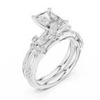 2.37 CT Radiant Cut Diamond Bridal Ring Set with Marquise Accents
