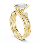 2.37 CT Radiant Cut Diamond Bridal Ring Set with Marquise Accents