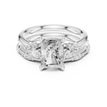 2.37 CT Radiant Cut Diamond Bridal Ring Set with Marquise Accents